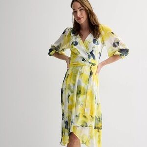 Harper Yellow Floral wrap dress